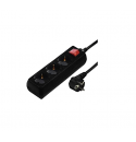 MULTIUSOS 3 BASES  SCHUKO CON INTERRUPTOR  16A  MAX--3680W  CABLE 1.5metros   negro