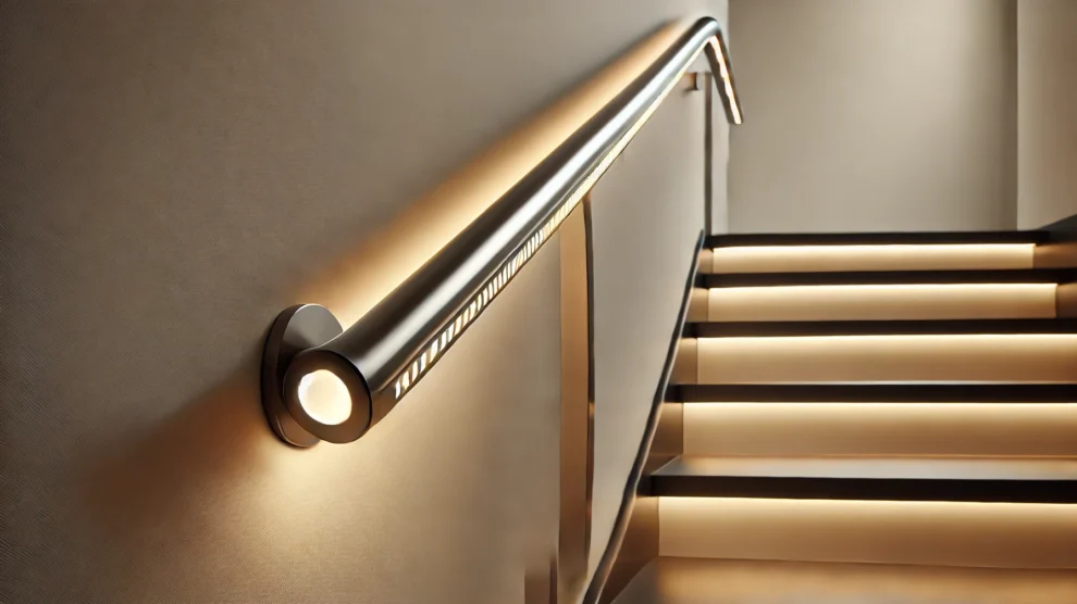 Escaleras Voladas con Pasamanos Iluminado con LED