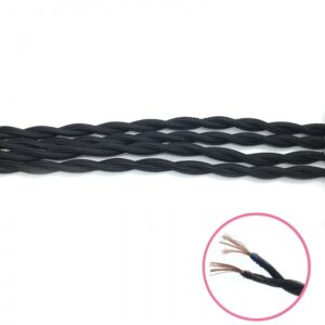 cable trenzado EXTIL tela 2x0.75mm( vender a metro) NEGRO DOBLE