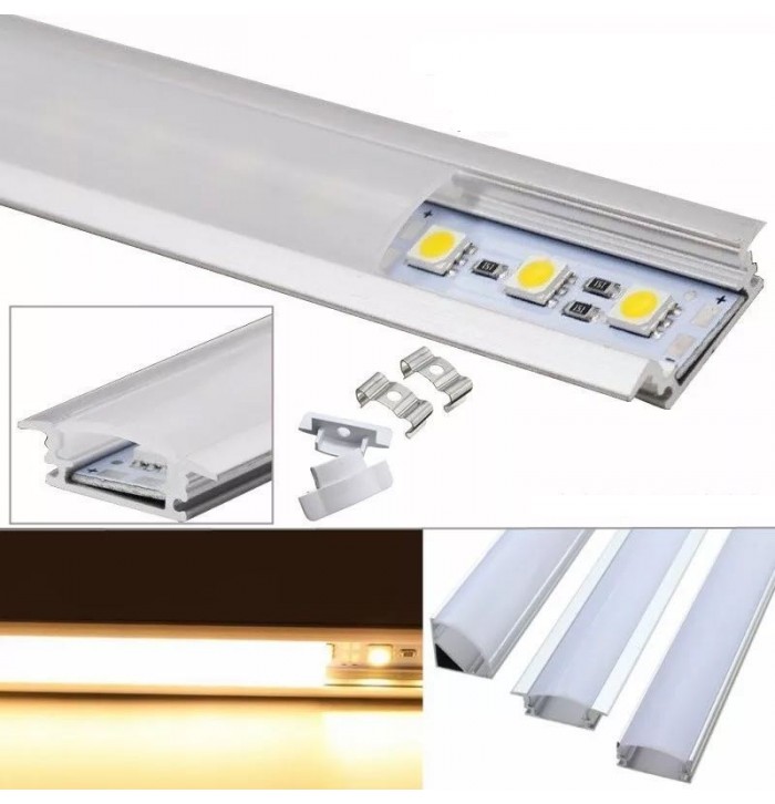 perfil aluminio empotrable para tira led 2metros