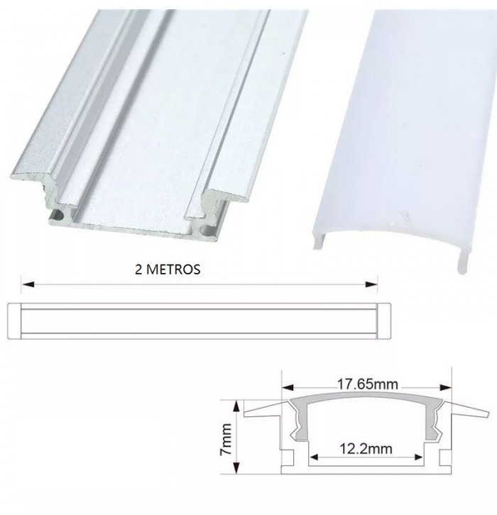 perfil aluminio empotrable para tira led 2metros