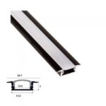 perfil Negro aluminio empotrar para tira de led 2METROS con difusor