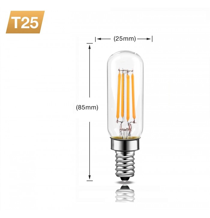 bombilla led filamento T25 6W E14 220V 2700K NO REGULABLE