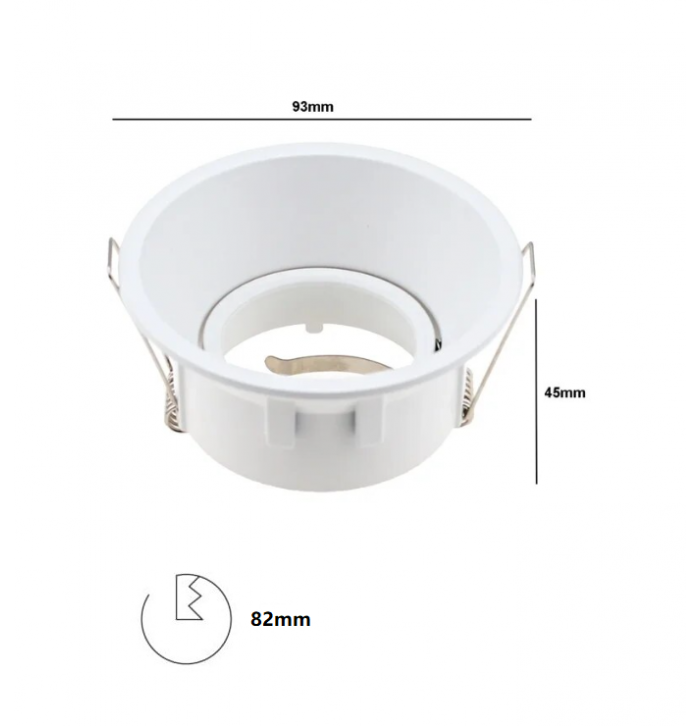 aro downlinht redondo blanco aluminio Orientable para bombilla led dicroica gu10/mr16 CORTE 82MM