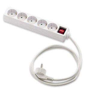 Base múltiple con interruptor de 5 tomas de 1.5metros 16A 250V