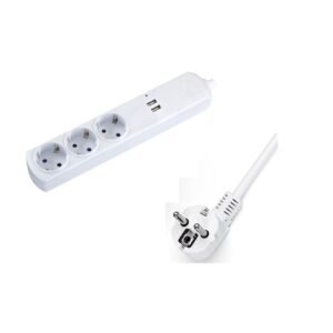 Base múltiple 3 Tomas +2 USB  sin interruptor
