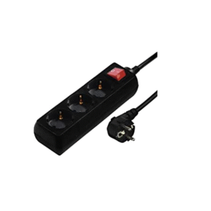 Base múltiple negro con interruptor de 3 tomas de 1.5metros 16A 250V