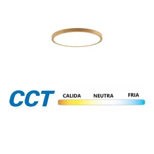 plafon techo redondo fino 36w 3CCT  6500k 4000k 3000k Marco Madera