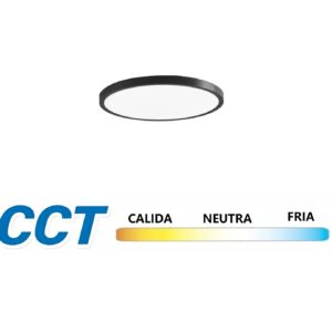 plafon techo redondo fino 36w 3CCT 6500k 4000k 3000k Marco Negro