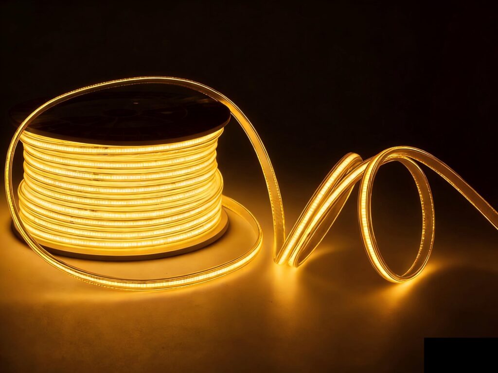 bobina tira led COB 220v Naranja 50metros 288leds corte cada 50cm INCLUIDO CONEXION