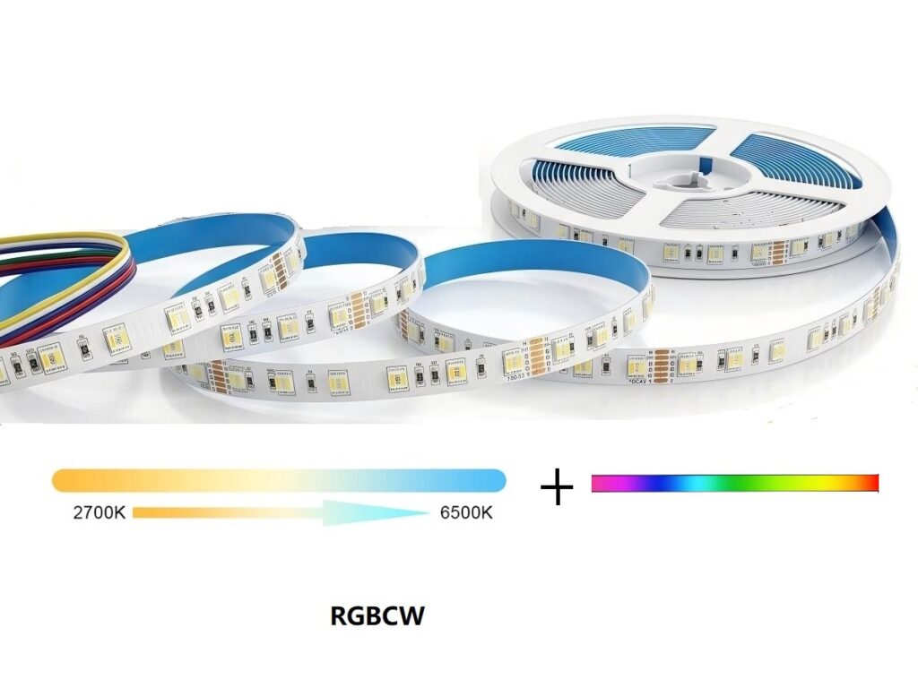 tira led 24V RGBCW RGBCCT 10metros SMD5050 12MM 19W/M 6PIN