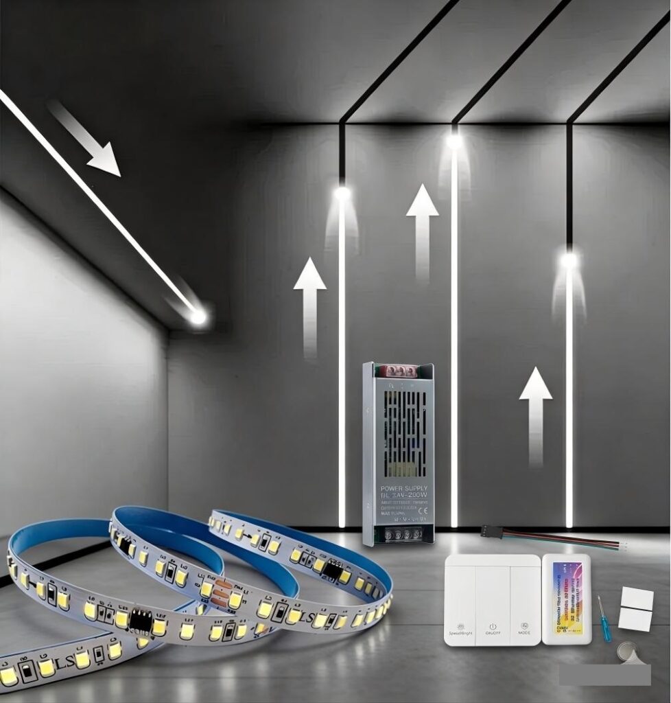 PACK Tira led 24V 10metros flujo de agua 6500K+ controlador 50A + transformador 24v 200w