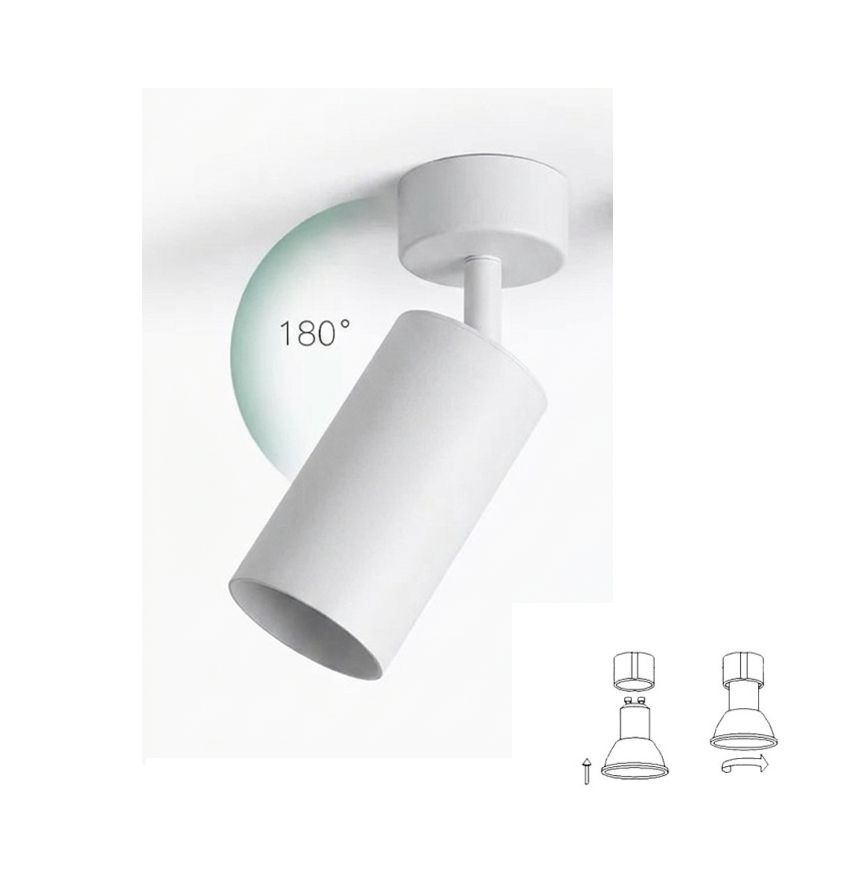 foco de techo superficiel para bombilla GU10 blanco  METAL  (NO INCLUIDO BOMBILLA)