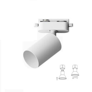 Foco para carril monofasico con casquillo GU10 blanco