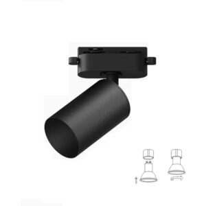 Foco para carril monofasico con casquillo GU10 Negro
